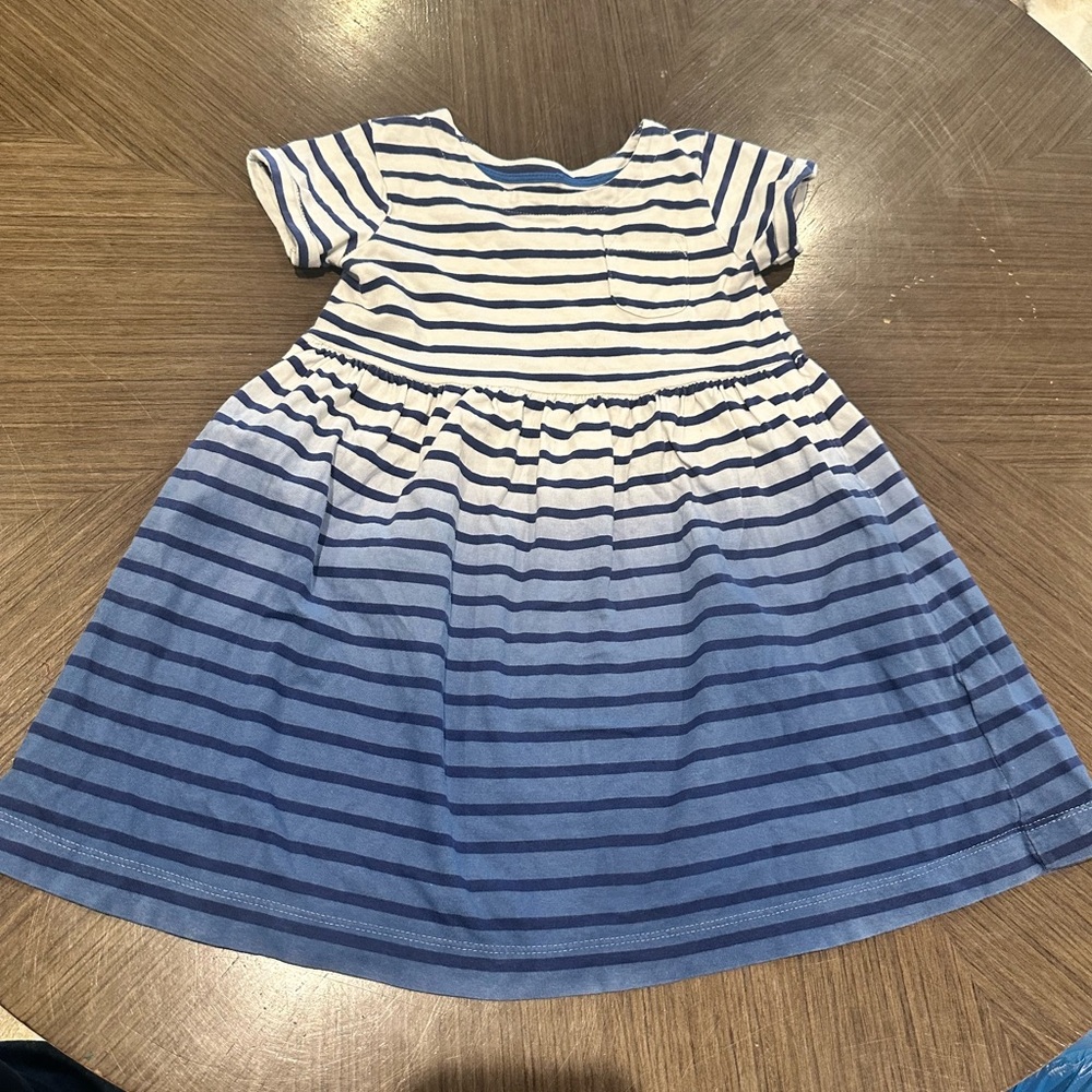 Mini Boden dress blue ombré and stripes